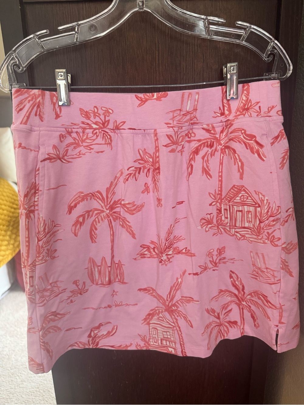 Talbots Pink Mini Skirt with Coral Tropical Print